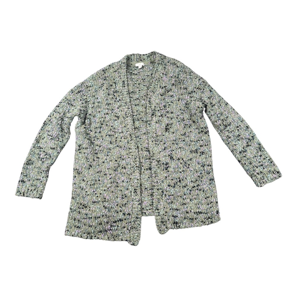 J. Jill Womens Petite Small Open Front Cardigan Sage Green Dye Knit‎ Sweater 739